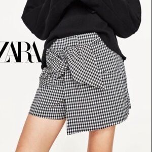 Zara Black Gingham Wrap Skort Size Medium